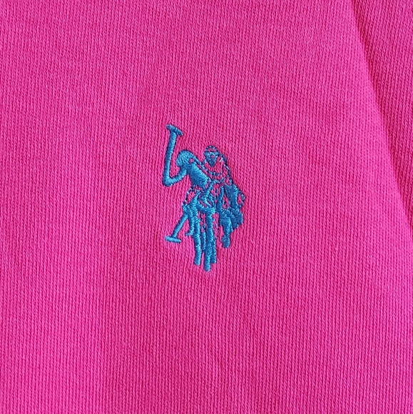Pink Polo Shirt, Men's U.S. Polo Assn. T-shirt in Fucsia Color, Size S - Picture 2 of 8